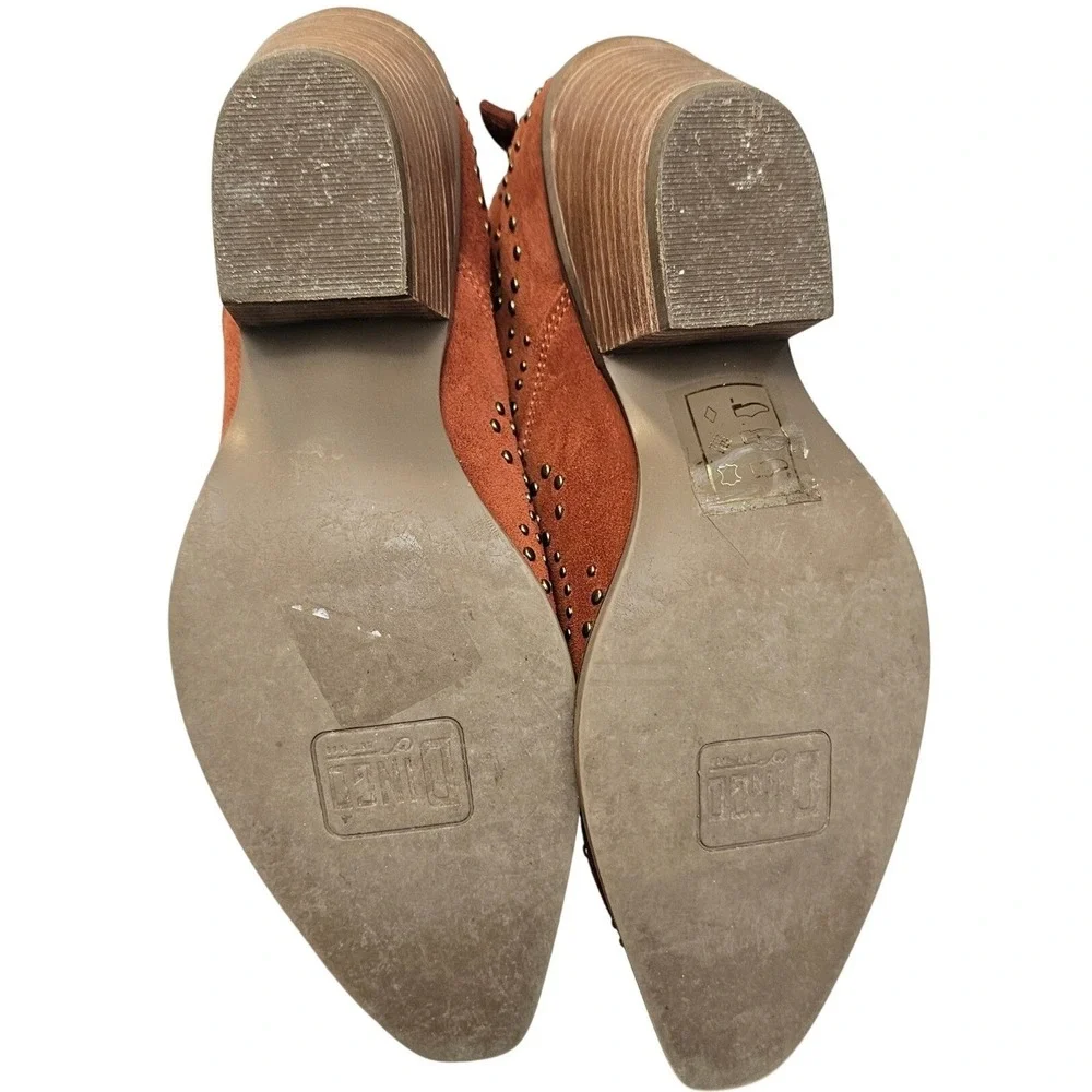 Dingo Burnt Orange Suede Studded Western‎ Ankle Boots Size 10 Cowgirl Booties - Picture 7 of 11